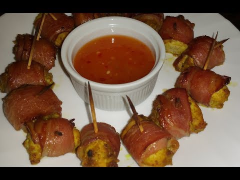 Куриные рулетики в беконе