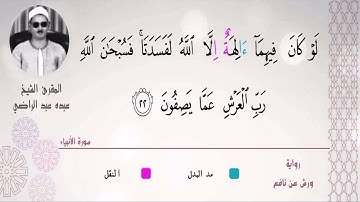 الشيخ عبده عبد الراضي ۞ ومقتطف رآئع ۞ من سورة الأنبياء ۞ لو كان فيهما آلهة إلا ﷲ لفسدتا ۞ ❤️