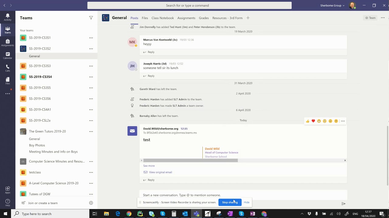 Sending emails to the posts in teams