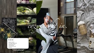 a cozy, yet productive night in | decompressing, healthy habits, grocery run + more