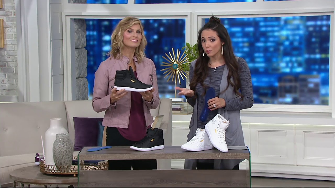 PUMA Hightop Sneakers - Vikky Mid Perforated on QVC - YouTube