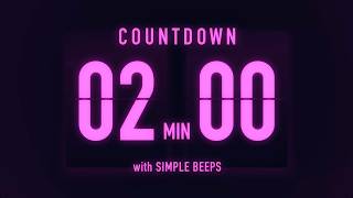 2 Minute Countdown Timer ⏳ Flip Clock with Low Beeps Every 5 Minutes 🟣This i