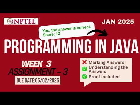 Programming in Java week 3 assignment 3 | 2025 | NPTEL | Swayam