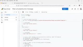 Filter a try catch error message demo