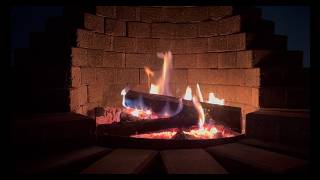 Brick Fireplace Crackling Fire | Soft Piano Music | 3 Hours Real Fire Ambience