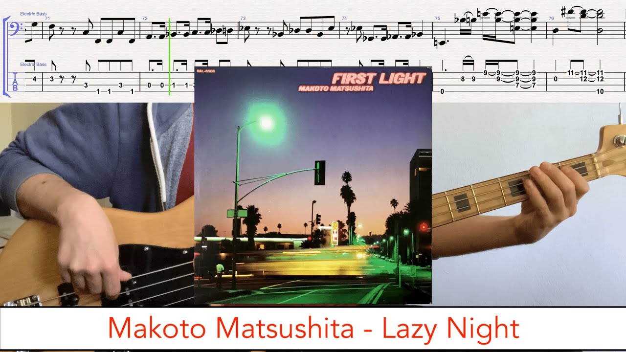 Makoto Matsushita (松下誠) - Lazy Night // bass playalong w/tabs (1981 - Japanese city pop)