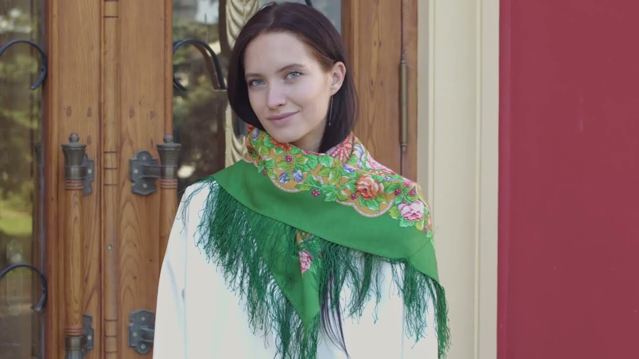 Платок шерстяной с шелковой бахромой "Гуслицкий край", вид 9, 89x89 см