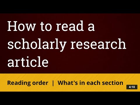 How to read a scholarly research article: Reading order and what’s in each section