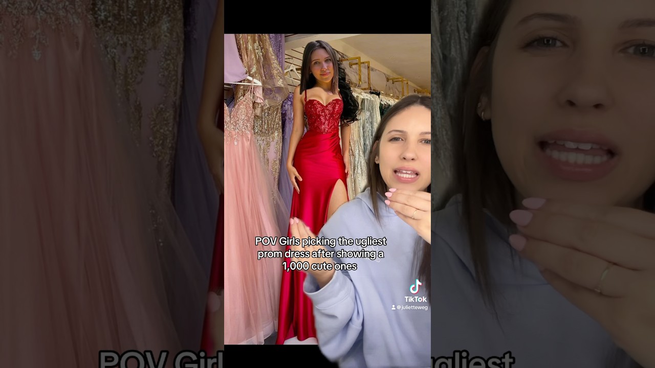 POV Girls picking the ugliest prom dress after showing a 1,000 cute ones