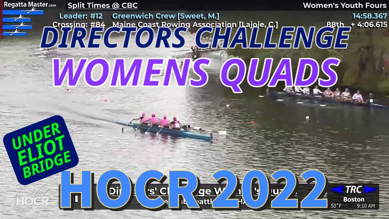 48. HOCR 2022 Director's Challenge Women's Quads at Eliot Bridge Head of the Charles YouTube
