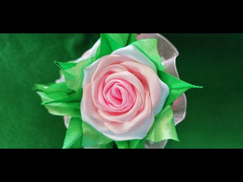 Kanzashi satin ribbon rose/ How to make kanzashi ribbon roses in pots/ wedding table decoration