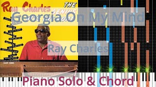 🎹Georgia On My Mind, Solo & Chord, Ray Charles, Synthesia Piano