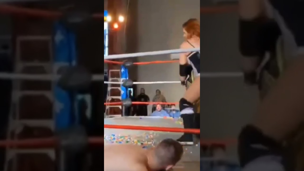 Mary Lee Rose Chokeslams guy into Legos