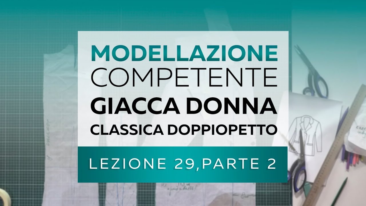 Giacca donna classica doppiopetto Fianchetto sotto il giromanica e pince seno dalla tasca Lezione 29