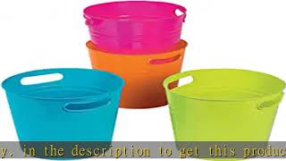 Plastic Bright Colored Buckets - Set of 4 - Home and Craft Storage, Easter Buckets and Party Suppli