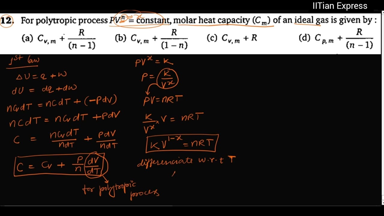 N.Avasthi|Thermodynamics|Level -2|Q-12|For polytropic process PV^n = constant Cm