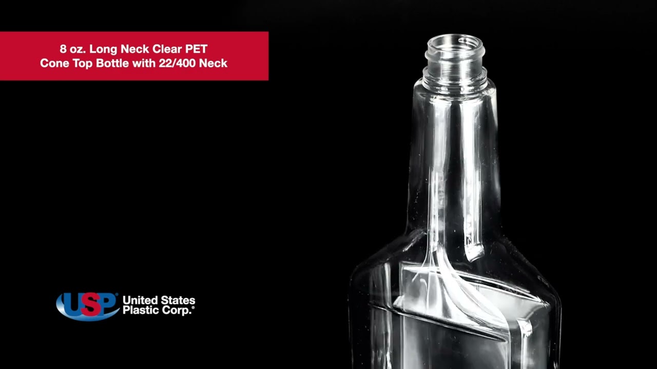 8 oz. Long Neck Clear PET Cone Top Bottle with 22/400 Neck  | U.S. Plastic Corporation®
