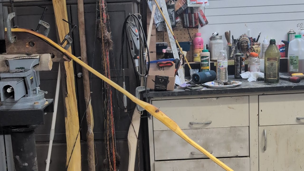 Flipping the tips and removing prop twist from a Osage Self-bow / Stickbow. 