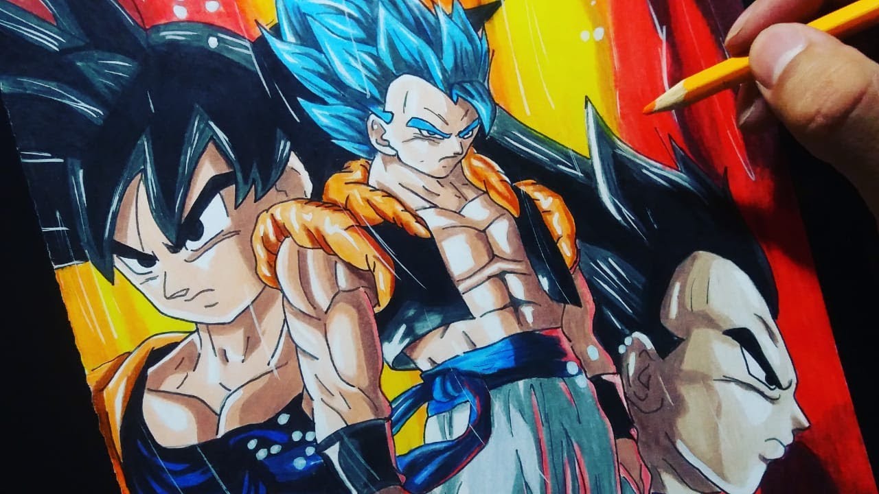 Como Desenhar Goku x Vegeta SSJ Blue Dragon Ball Super - How to