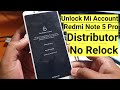 Unlock Mi Account Redmi Note 5 Pro Distributor no relock