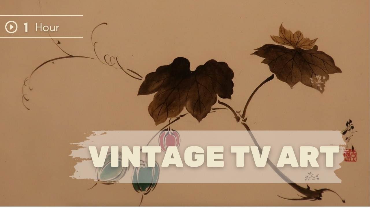 Vintage TV Art Wallpaper Autumn Branch Minimalist Japanese Print