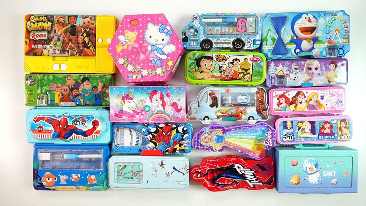 cute stationery collection of unicorn password,hello kitty drawing,doreamon car, space pencil box