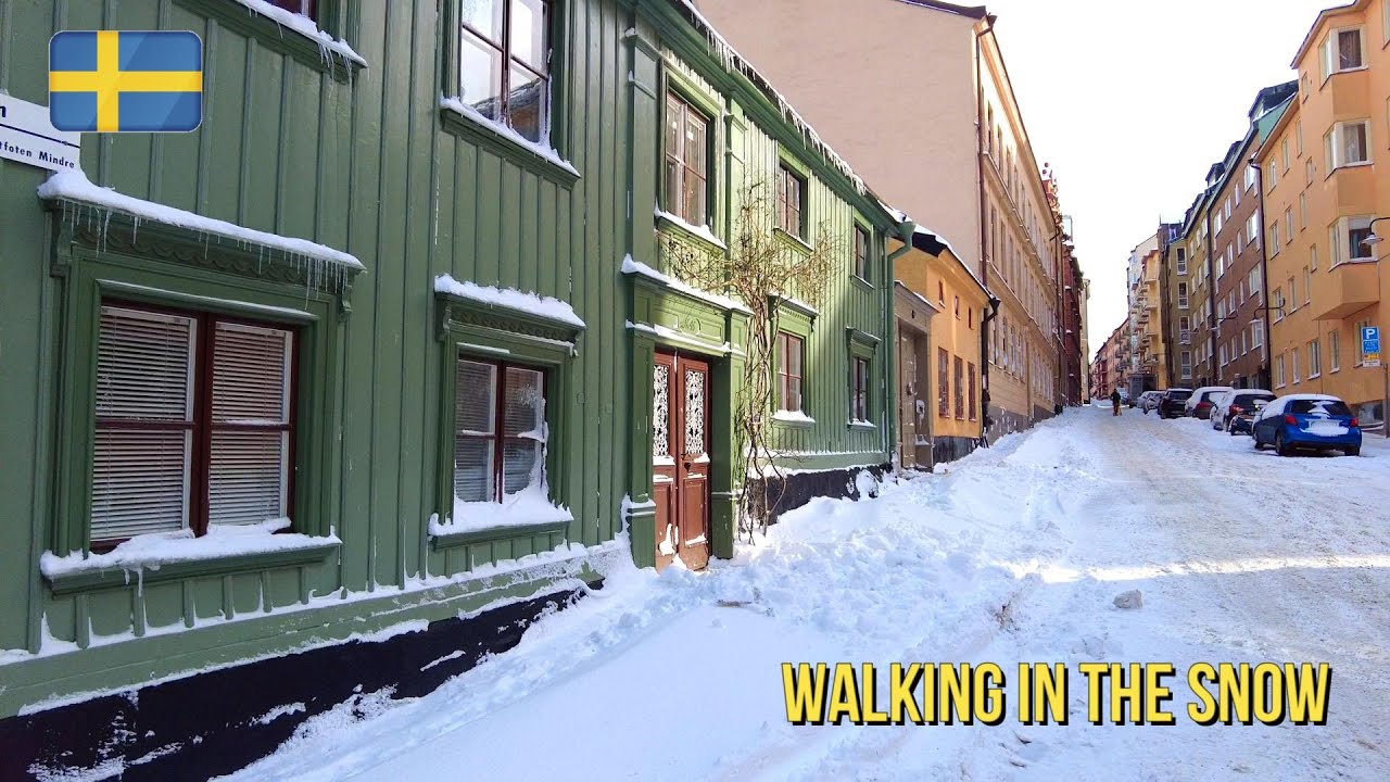 Stockholm in 4K | Snowy Walking Tour | Södermalm - Monteliusvägen | 2023 March - Sweden (576)
