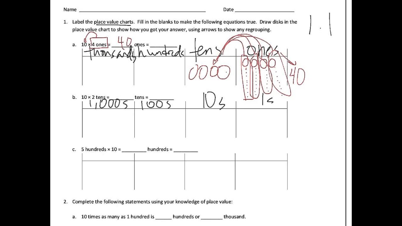 Label The Place Value Charts Fill In The Blanks