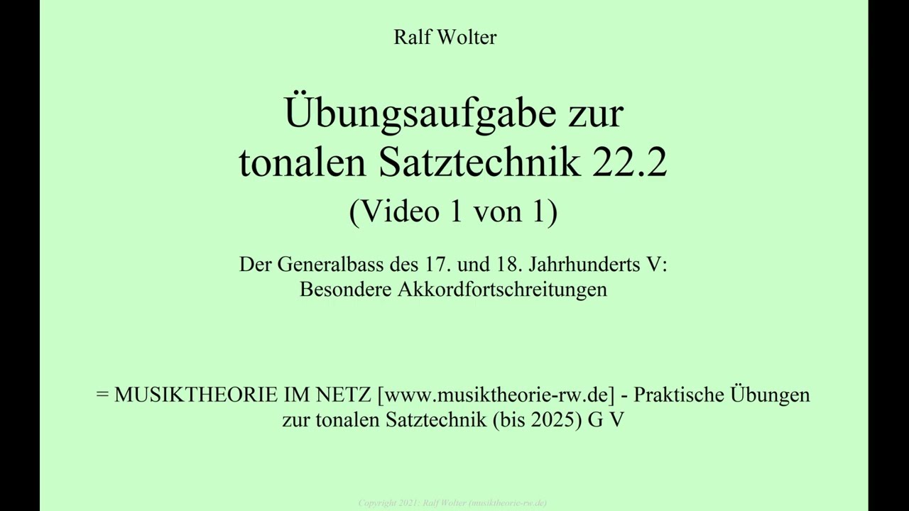 Übungsaufgabe zur tonalen Harmonik 22.2 (Video 1 von 1)