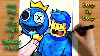 I DRAW THE ORIGIN of RAINBOW FRIENDS from ROBLOX 😱 Paranoid meme Rainbow  friend Roblox DRAWING 