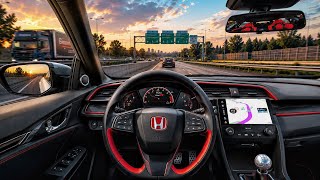 Realistic Car Simulator : Honda Civic Type R Highway Driving POV screenshot 3