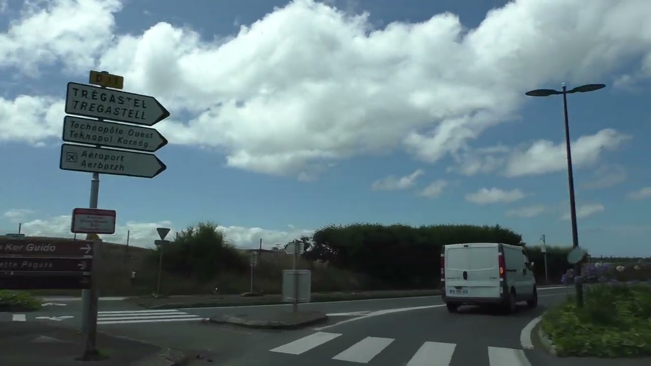 Driving On Rue Saint Pierre & Avenue Pierre Marzin, 22300 Lannion, Brittany, France 17th July 2025