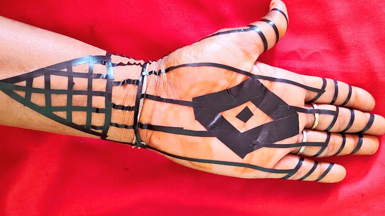 Easy mehndi design front Hand Cello tape hand mehndi design simple