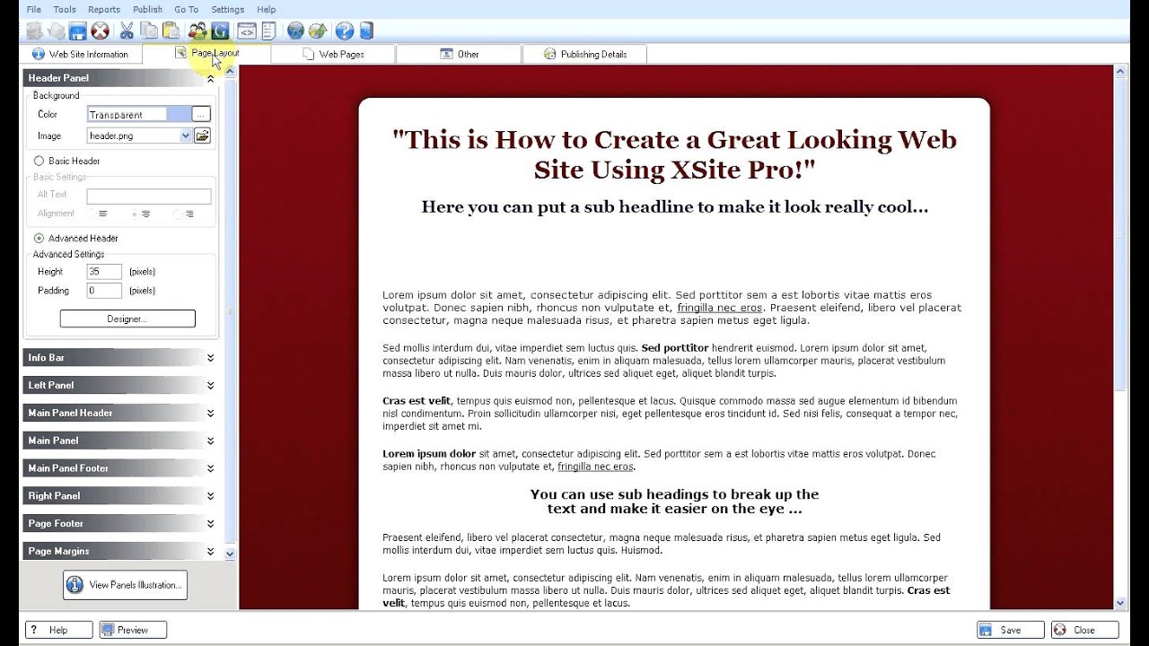 How to Make a Web Page Using XSitePro
