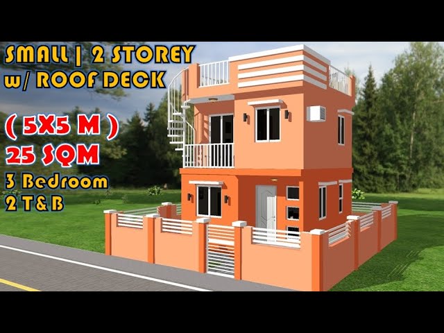 25 Sqm | Small 2 Storey House Design With Roof Deck | 3 Bedroom | 2 T&B -  Youtube