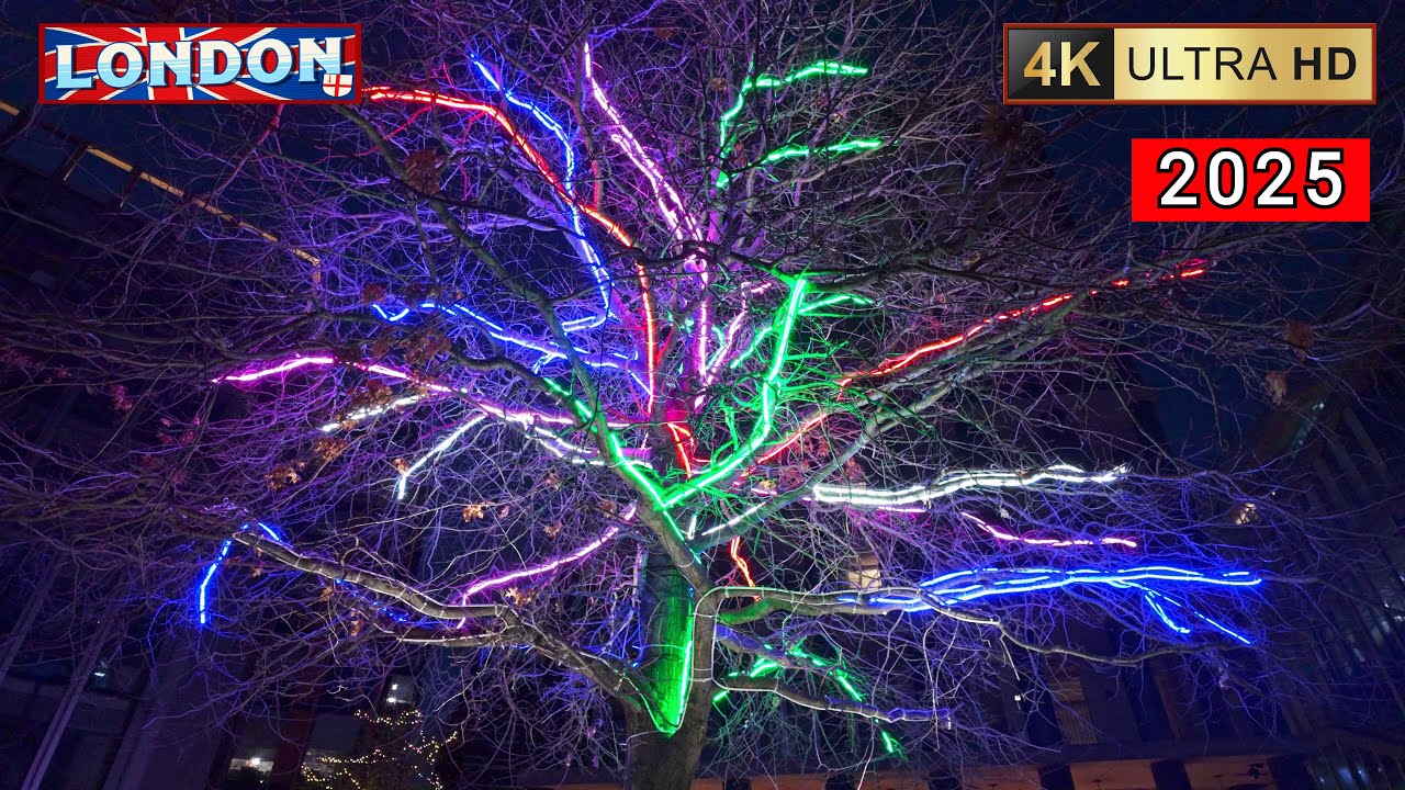 Christmas Lights Around King’s Cross 2025🎄 | London Night Walk | 4K60