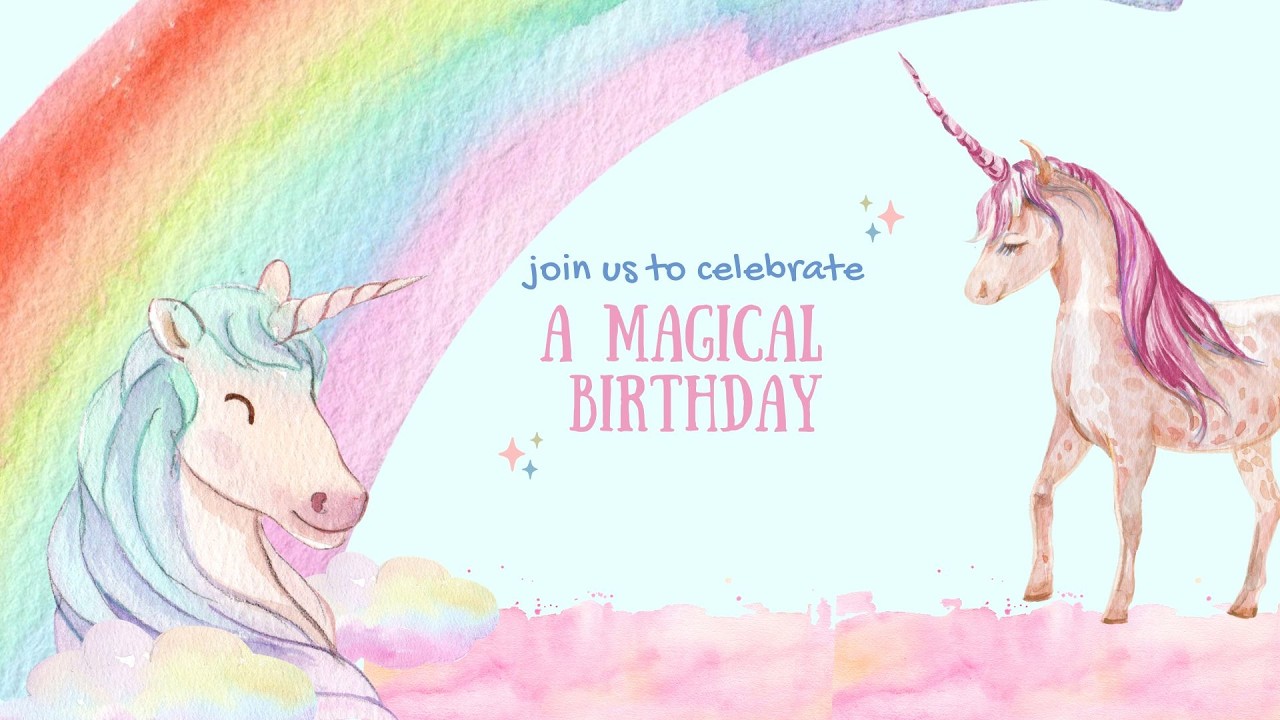 Unicorn Birthday Party Screen 🦄 2 Hour Magical Unicorn Background for TV | Calm Music