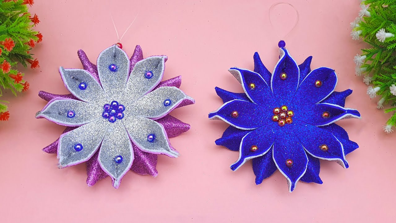 Christmas snowflake Making Ideas | Diy Glitter Foam Paper Craft ...