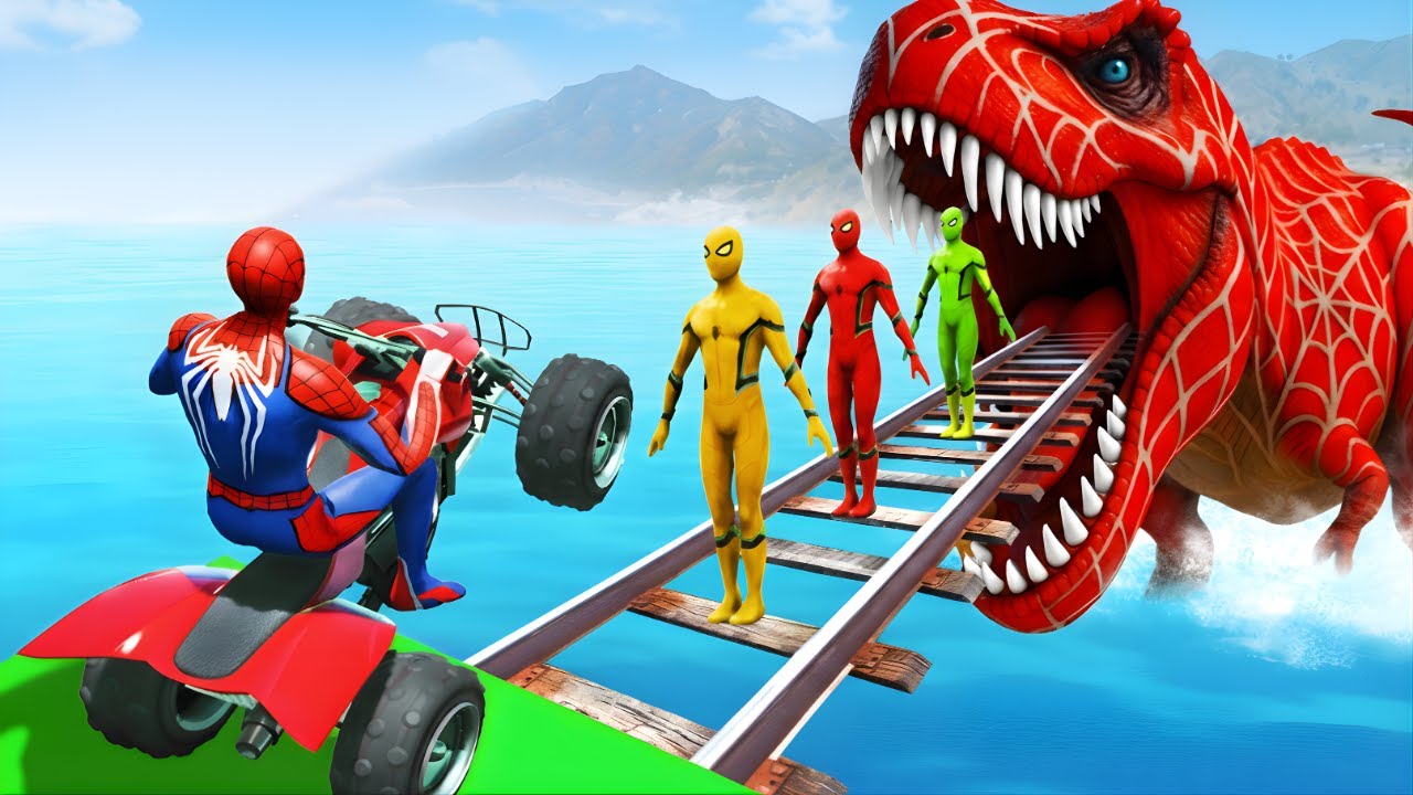 الرجل العنكبوت انقاذ باتمRAINBOW SPIDER-MAN Rescue Brainrot vs Dinosaur funny Game GTA 5 superheroes