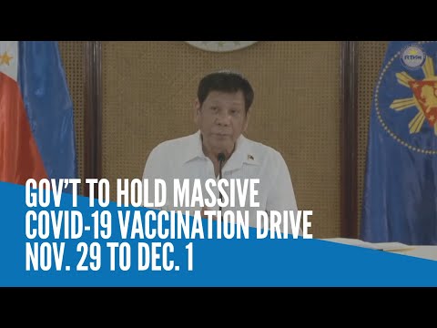 Gov’t to hold massive COVID-19 vaccination drive Nov. 29 to Dec. 1