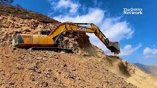 Mastering the Descent: Excavator Operator Constructs Road on Steep Slope | JCB Excavator | #Hyundai