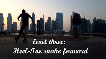 Slalom roller skate video level 3 Heel Toe snake forward/Слалом на роликах видео урок