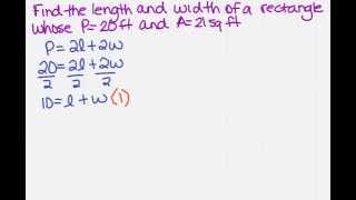 Learn how to find the length and width of a rectangle with system
equations.