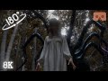 Scary vr nightmare a giant spider and a ghost girl lost in the woods 8k virtual reality 3d