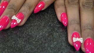 nails nail diamond designs stiletto 3d bow