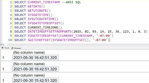 Getting the current date and time in SQL Server, and using timezones with DateTimeOffset
