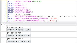 Getting the current date and time in SQL Server, and using timezones with DateTimeOffset