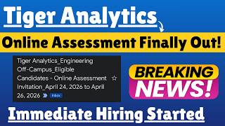 Tiger Analytics Online Test Mail Out! Off Campus Drive 2025 | Salary Upto 7.5 LPA | Exam Pattern
