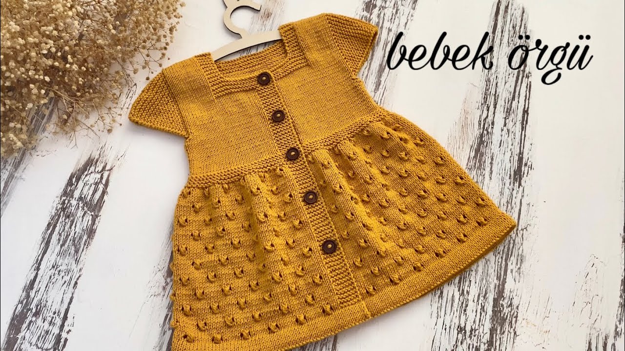 Bebek örgü üç parça elbise yapımı