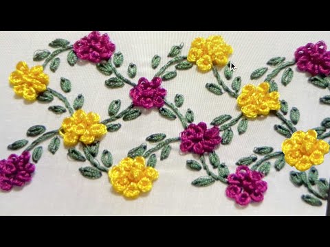 Border Hand Embroidery For All Over - Brazilian Embroidery Stitches - French knot Embroidery